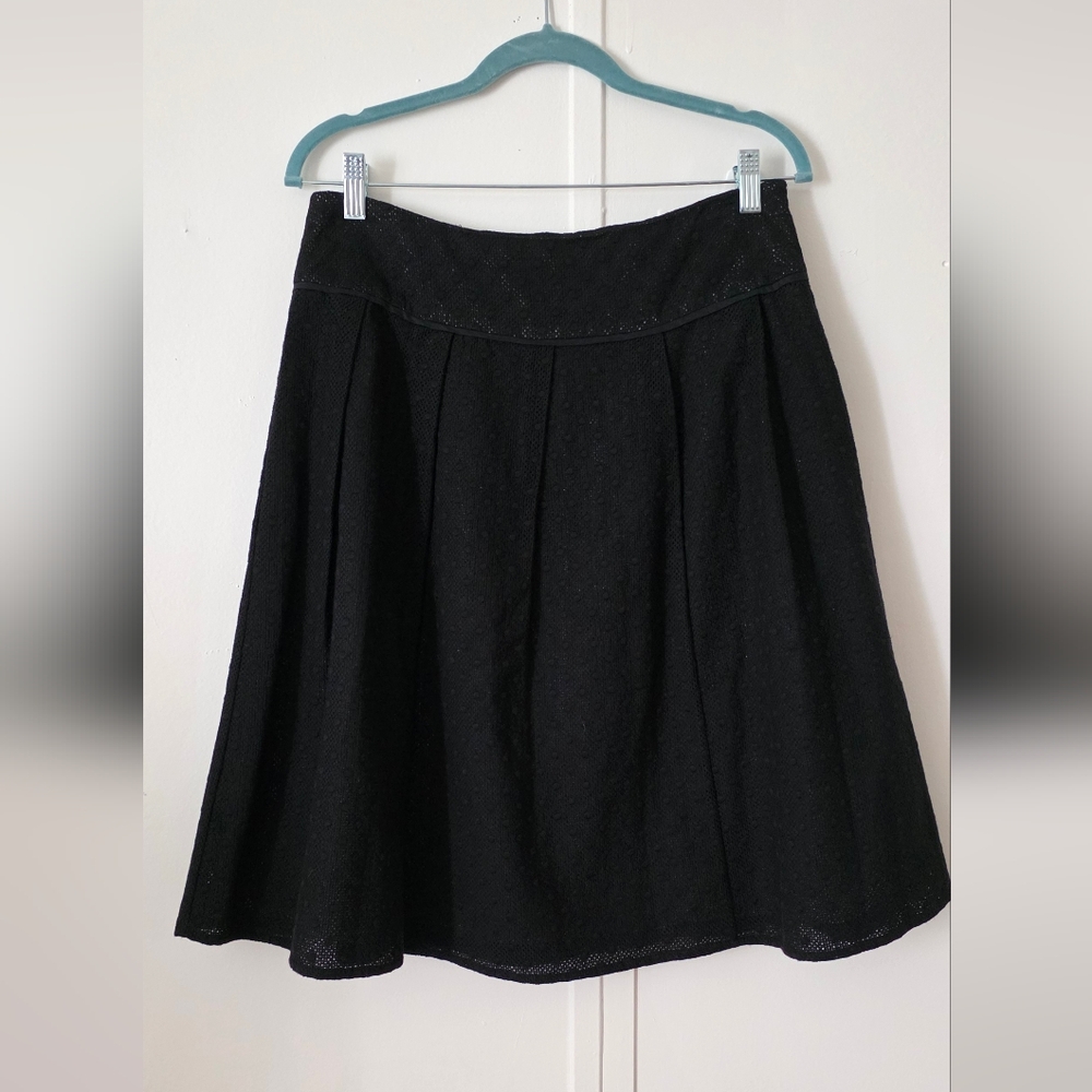 Talbots Black Knee-Length A-Line Pleated Skirt